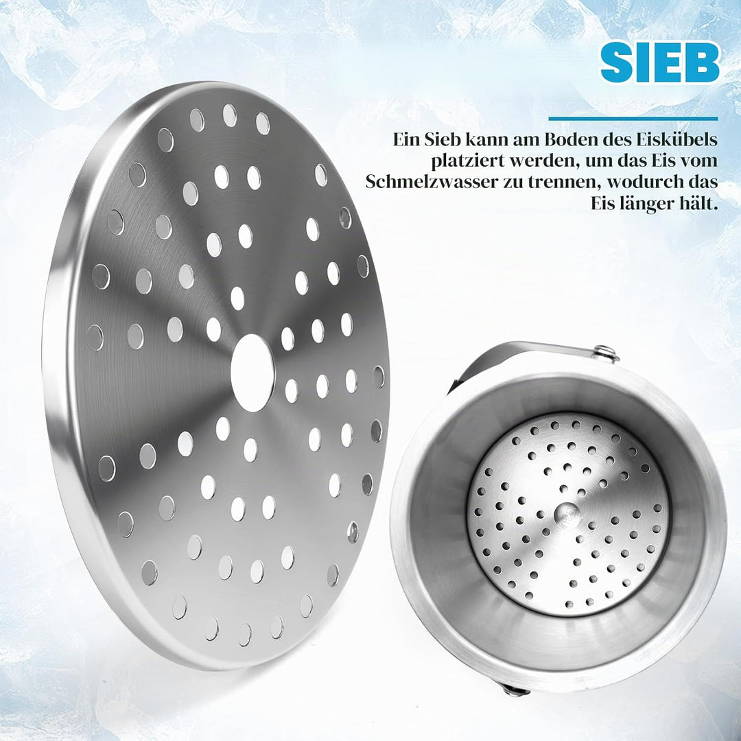 3L Eiswürfelbehälter mit Deckel Eiskübel Edelstahl Eisbehälter für Eiswürfel Doppelwandiger Isoliert