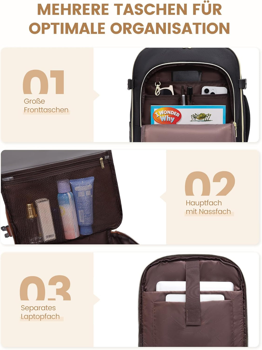 LOVEVOOK Rucksack Flugzeug Handgepäck, Reiserucksack Damen Herren Gross, 17.3 Zoll Laptop Rucksäcke
