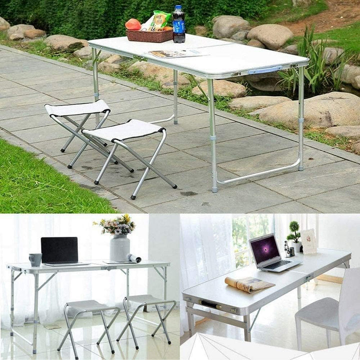 Lucn Tragbarer Klapptisch für drinnen und draussen, Aluminium, 120 x 60 x 70/62/55 cm (höhenverstell