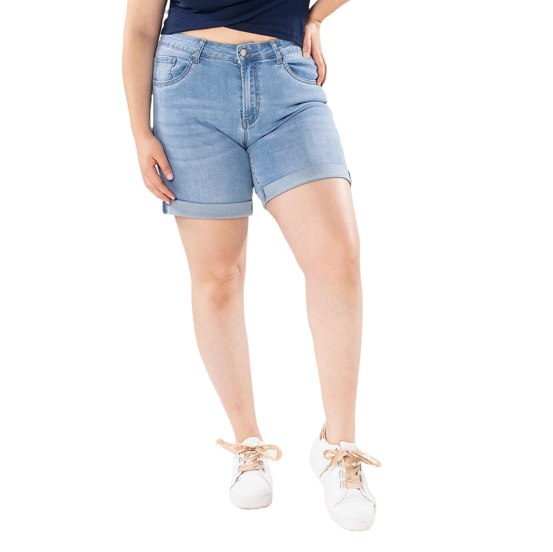 Nina Carter Damen Kurze Jeanshosen Grosse Grössen HIGH Waist Jeans Sommer Hose Used-Look 40 Grosse G