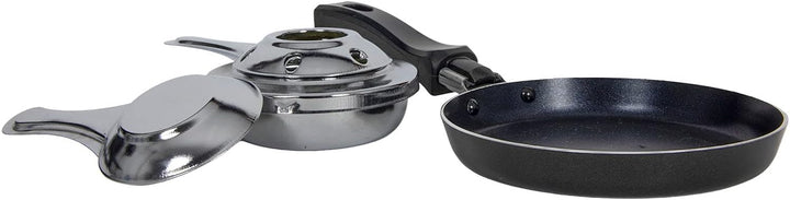 Mini Raclette Set ohne Strom - für 2 Personen - Tischgrill mit 2 Pfannen - Camping Festival Picknick