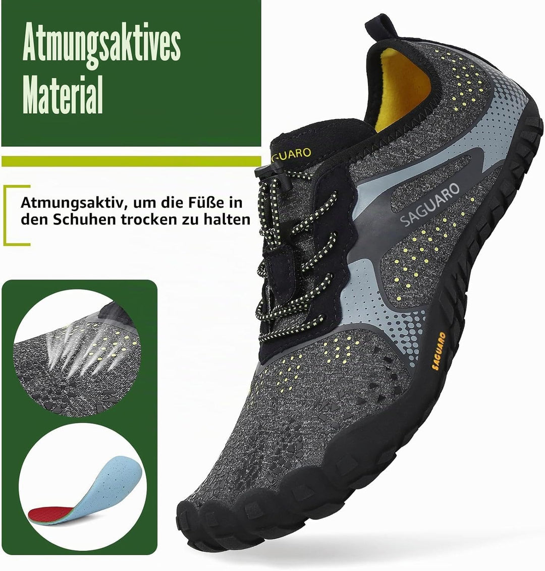 SAGUARO Unisex Barfussschuhe Leicht Atmungsaktive Zehenschuhe fur Outdoor &amp; Indoor 36 EU Schwarz, 36