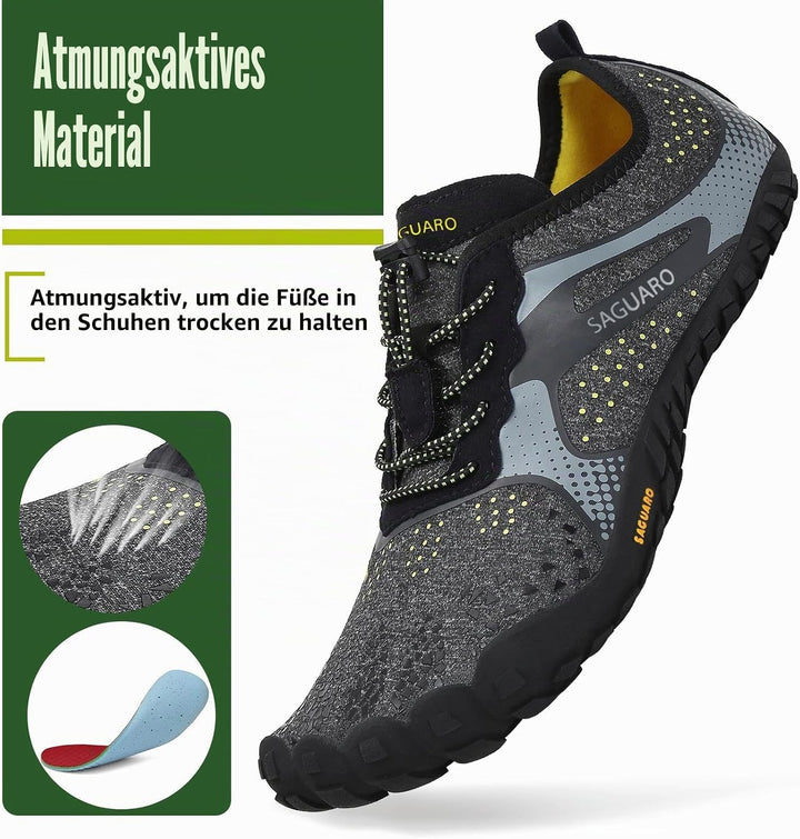 SAGUARO Unisex Barfussschuhe Leicht Atmungsaktive Zehenschuhe fur Outdoor &amp; Indoor 36 EU Schwarz, 36