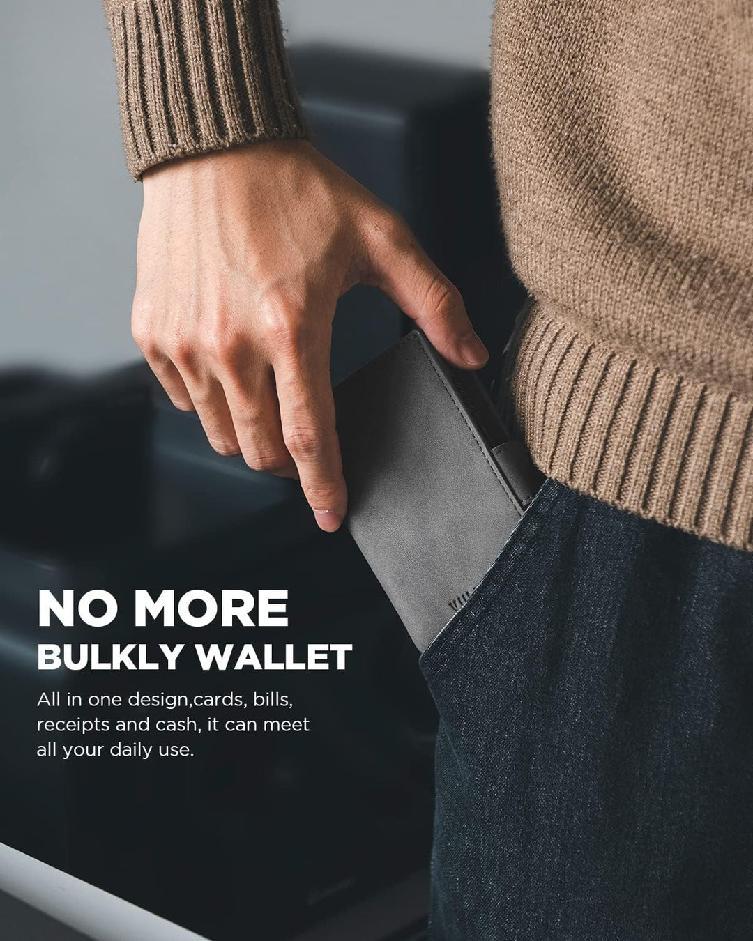 VULKIT Kreditkartenetui mit Airtag-Halter, RFID-blockierendes Kartenetui aus Metall, Magnetverschlus