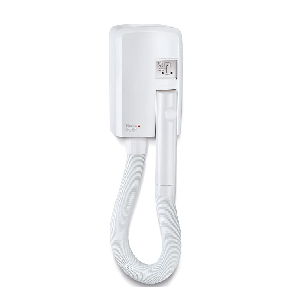 Valera Hotello Shaver Wandhaartrockner mit Rasiersteckdose, 1200 Watt, Farbe Weiss
