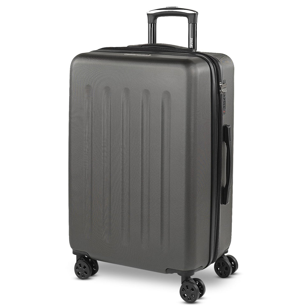 SKPAT Reisekoffer-Set, 4 Räder, Reisekoffer-Set, leicht, mit Zahlenschloss Antrazit M, Antrazit M