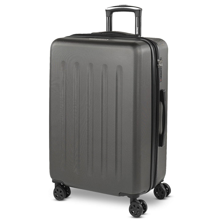 SKPAT Reisekoffer-Set, 4 Räder, Reisekoffer-Set, leicht, mit Zahlenschloss Antrazit M, Antrazit M