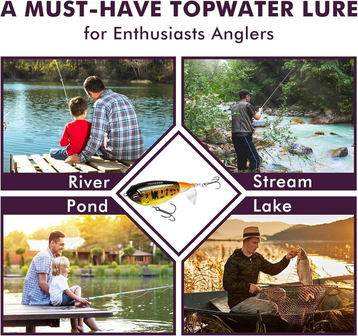TRUSCEND Top Water Angelköder, Whopper Angelköder für Süsswasser oder Salzwasser, schwimmende Köder