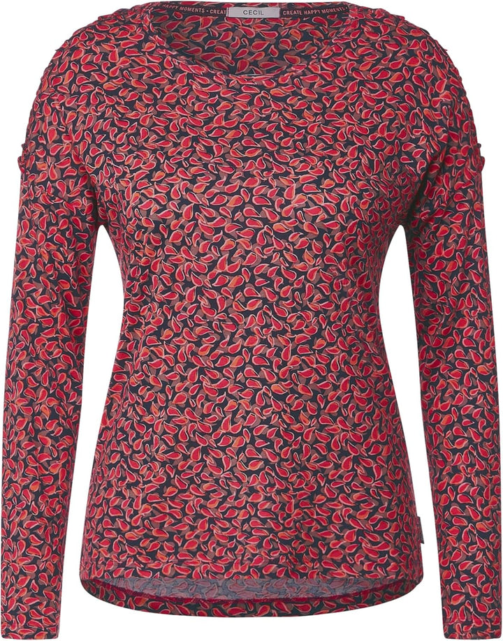 Cecil Damen Langarmshirt mit Paisley Muster XL Cosy Coral, XL Cosy Coral