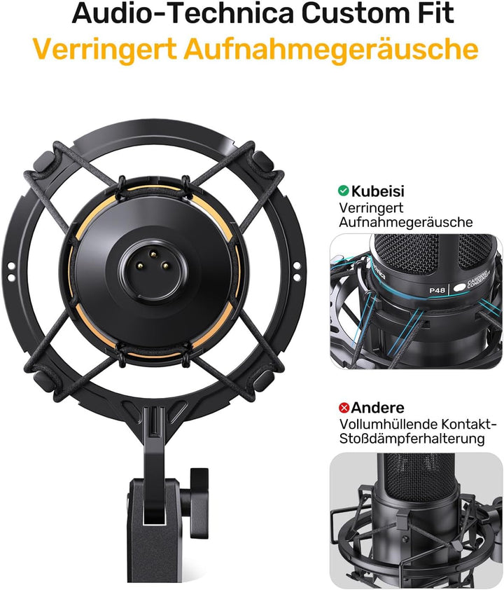 AT2020 Mikrofonspinne, Kompatibel mit Audio-Technica AT2020USB+, AT2035 & ATR2050, Mikrofon-Stossdäm