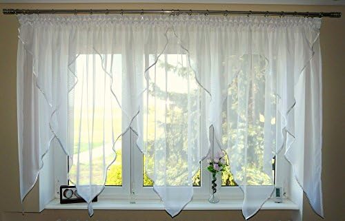 TOP Fertig-Gardine aus Voile NEU Top Design Set Schöne Küche-Gardine mit Kräuselband AG18 Modern
