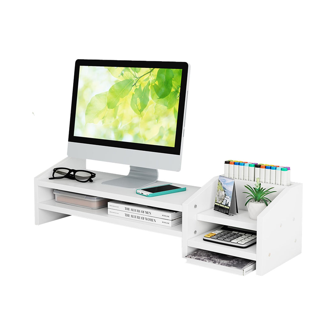 Catekro Monitorständer Weiss, Monitorerhöhung, Monitor Unterbau für PC Computer Laptop Drucker - Bil