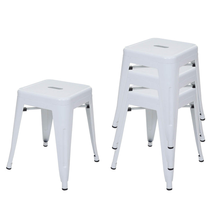 4X Hocker HWC-A73, Metallhocker Sitzhocker, Metall Industriedesign stapelbar - weiss, Weiss
