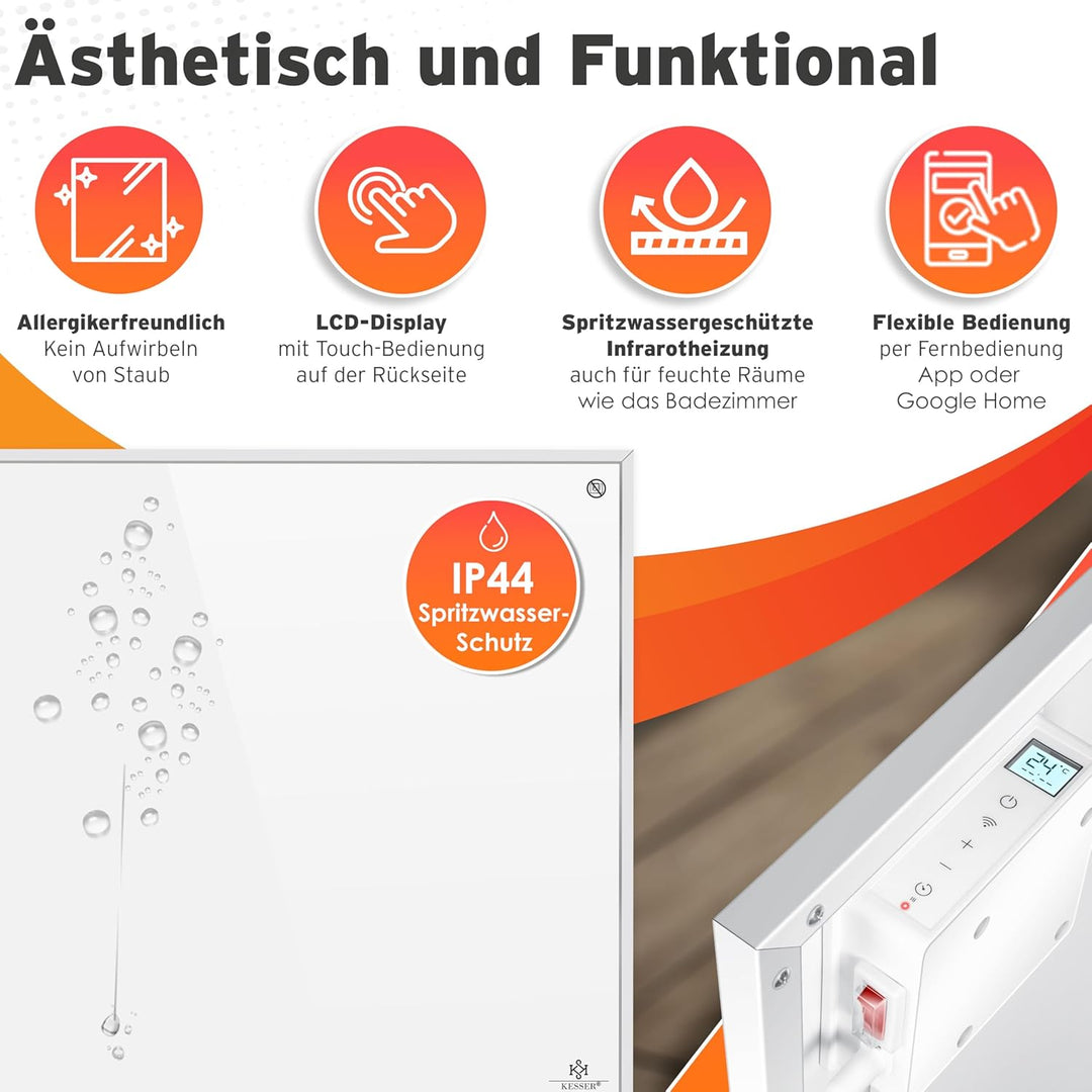 KESSER® Infrarotheizung Energiesparend Infrarot Standgerät & Wandmontage Elektroheizung 350W mit Fer
