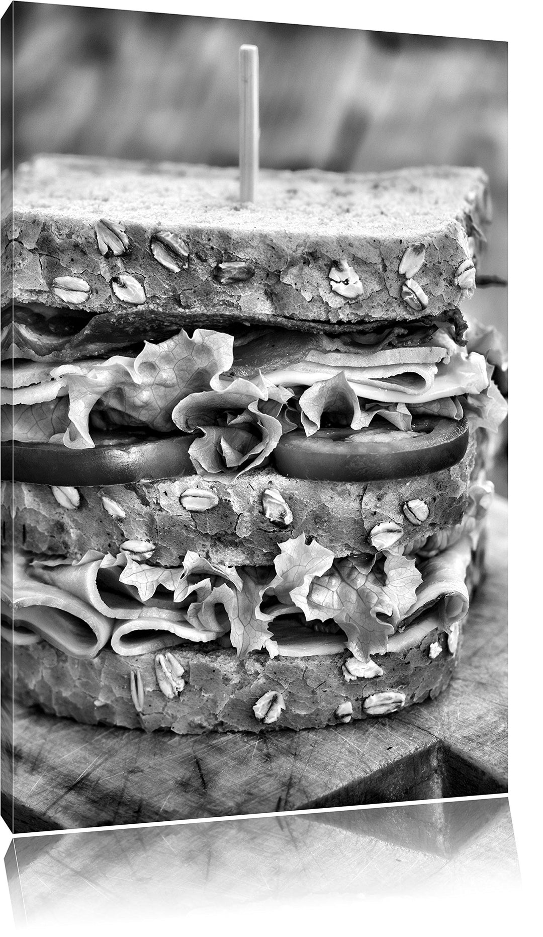 Pixxprint Doppeldecker Sandwich als Leinwandbild | Grösse: 100x70 | Wandbild| Kunstdruck | fertig be