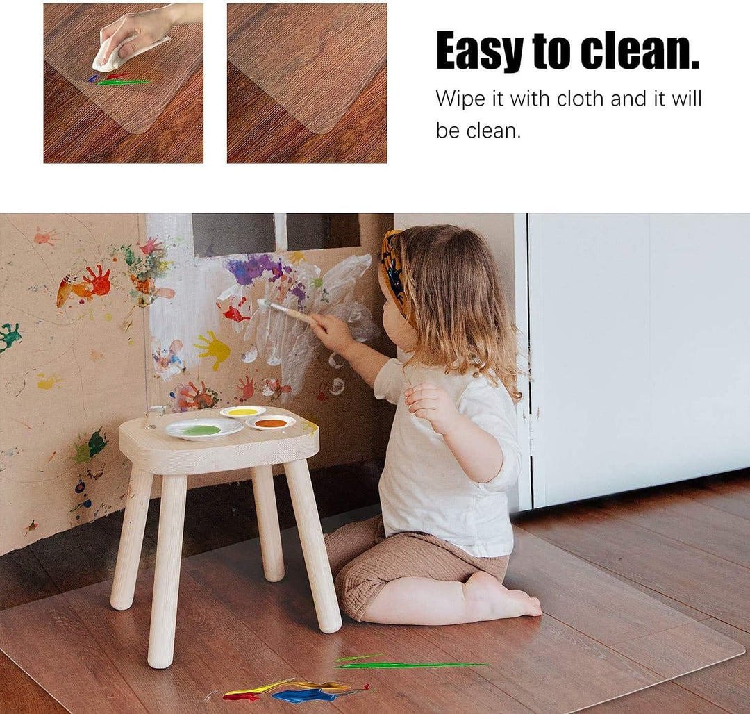 Kuyal Clear Stuhlmatte, Fussbodenschutz für Bürostuhl, 90x120cm Transparente Stuhlmatte für Hartböde
