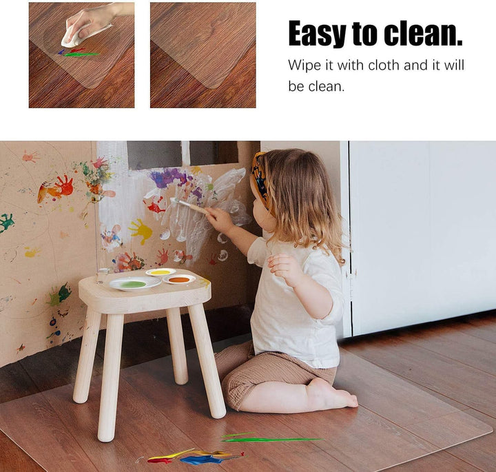 Kuyal Clear Stuhlmatte, Fussbodenschutz für Bürostuhl, 90x120cm Transparente Stuhlmatte für Hartböde