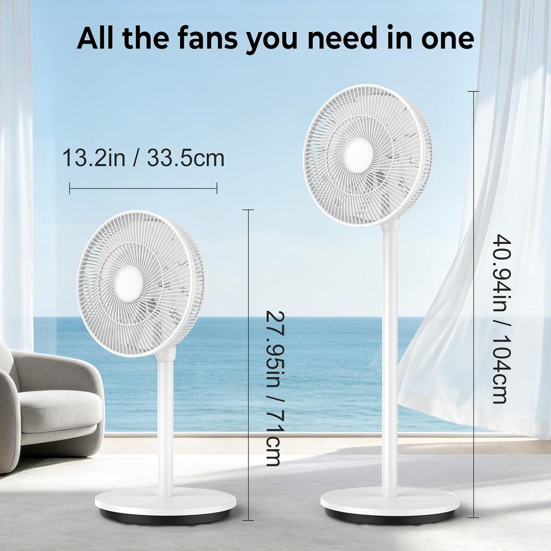 IERAKOR Standventilator Leise mit Fernbedienung, Höhenverstellbar (71–104 cm) Tischventilator 2-in-1