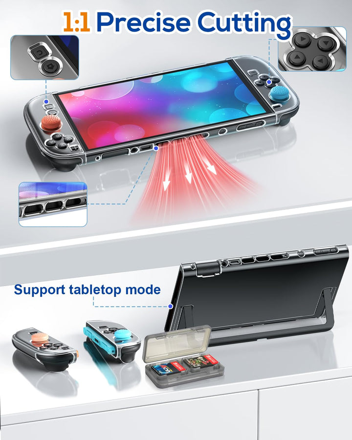 FYOUNG Switch 2 Tasche + Hülle + Schutzfolie für Nintendo Switch 2 (2025) mit Joystick Kappen und Sp
