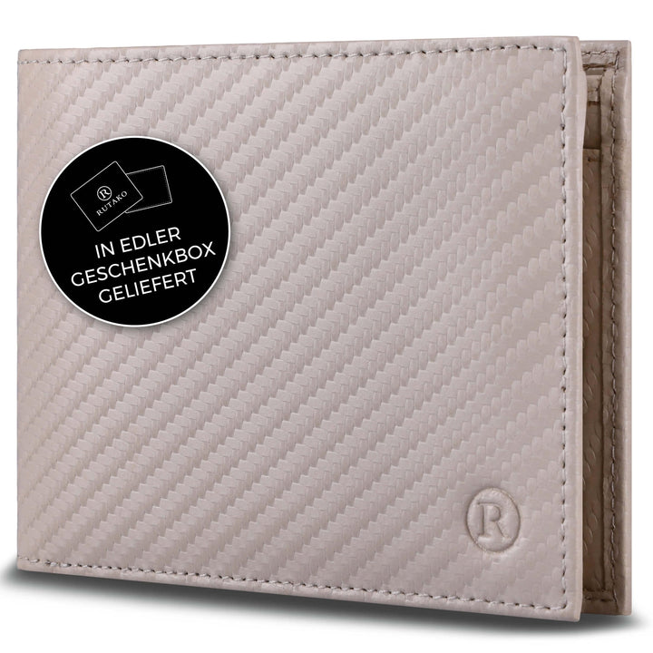 RUTAKO Leder Geldbörse Herren mit RFID Schutz I Portemonnaie Gross mit Münzfach I 12 Fächer I Echtle