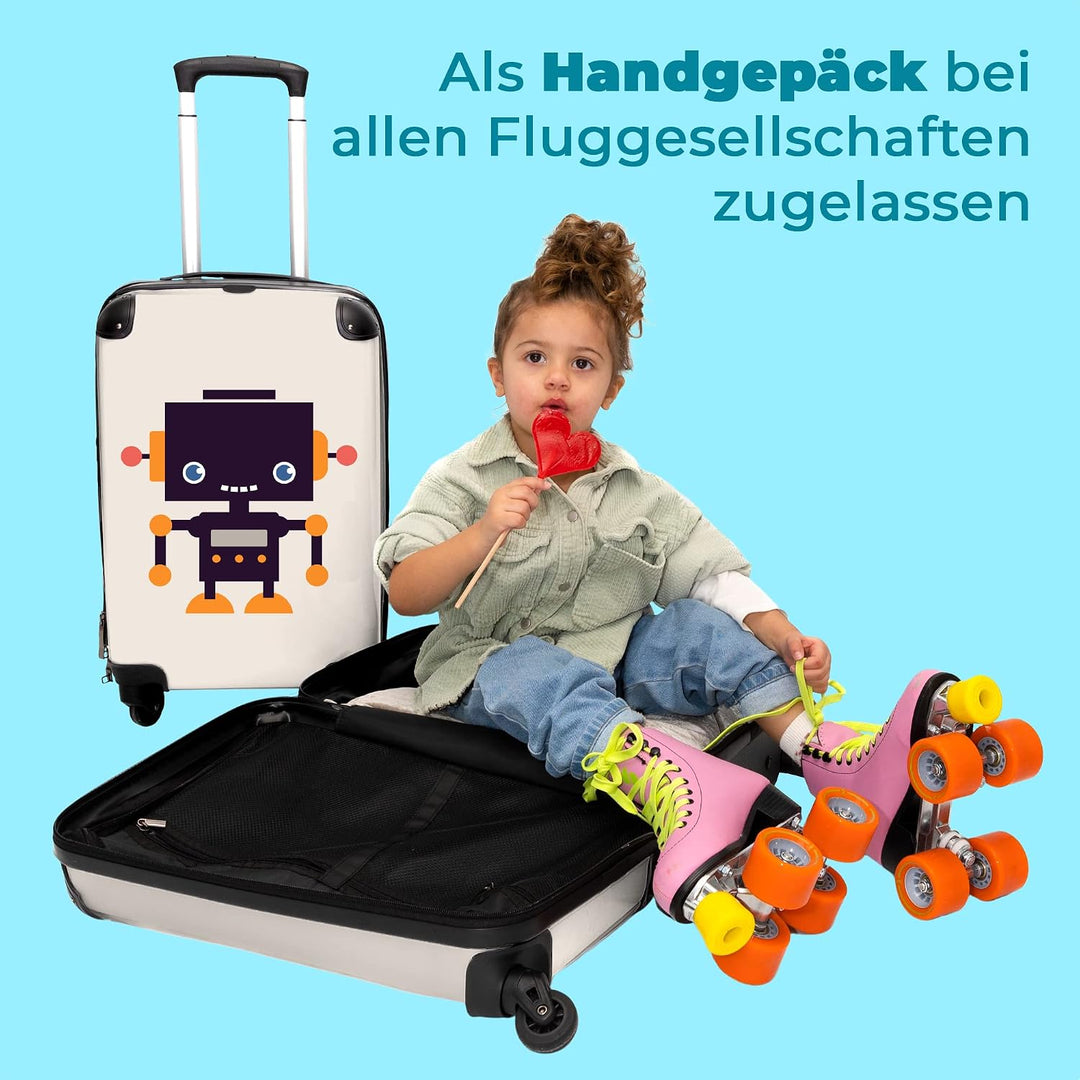 NoBoringSuitcases.com® Kinderkoffer Mädchen - Reisekoffer Kinder, Kabinentrolley, Leichtgewicht, 4 R