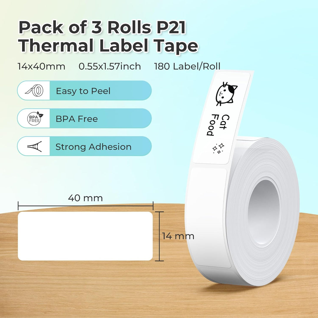 NELKO Original P21 Etikettenband-Ersatz, adaptiertes Etikettendruckpapier, 14 x 40 mm, Standard-lami