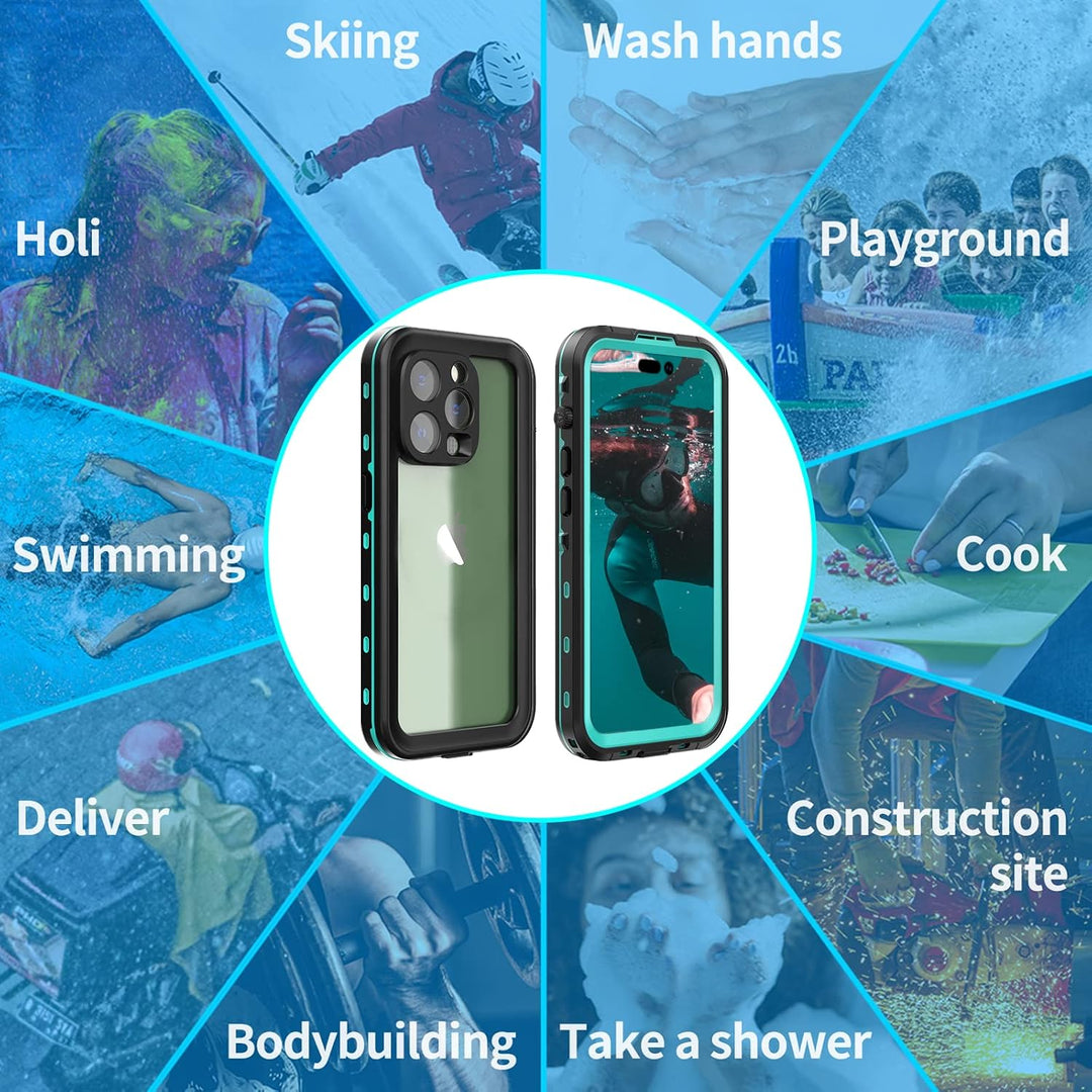 für iPhone 14 Pro Hülle,IP68 Wasserdicht Stossfest Staubdicht Handyhülle mit Eingebauter Displayschu