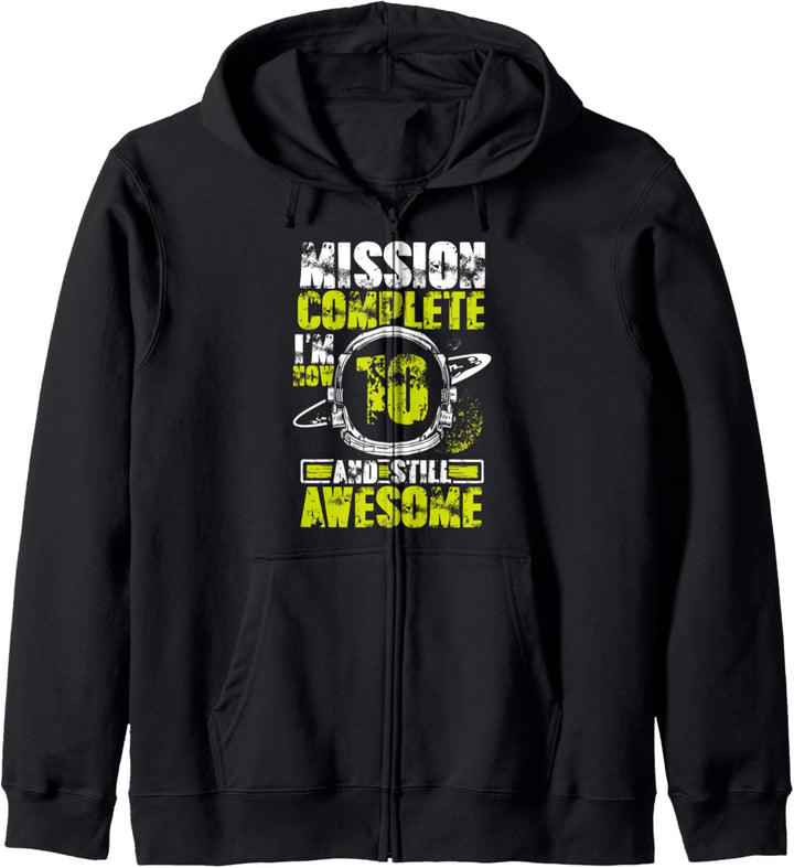 Kids 10th Birthday Mission Complete I'm Now 10 Still Awesome Kapuzenjacke