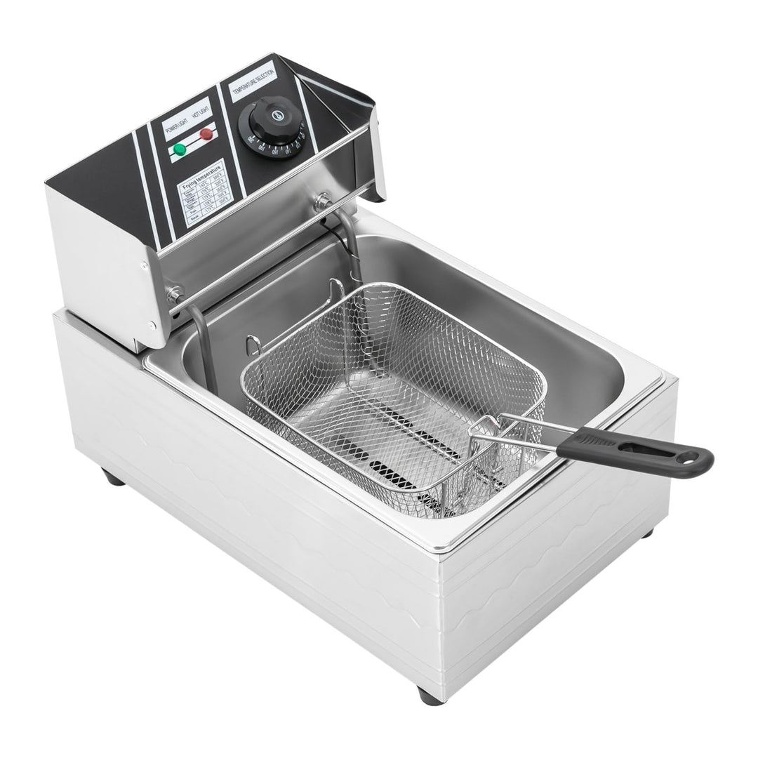 6L Elektrische Fritteuse 2500W Edelstahl Öl-Fritteuse Elektro Fritöse Temperatur Einstellbar mit Öla