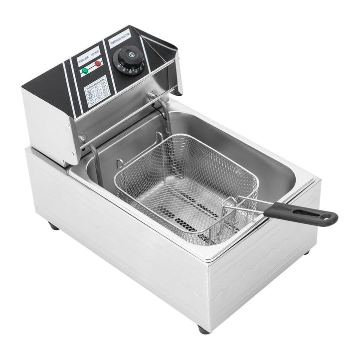 6L Elektrische Fritteuse 2500W Edelstahl Öl-Fritteuse Elektro Fritöse Temperatur Einstellbar mit Öla
