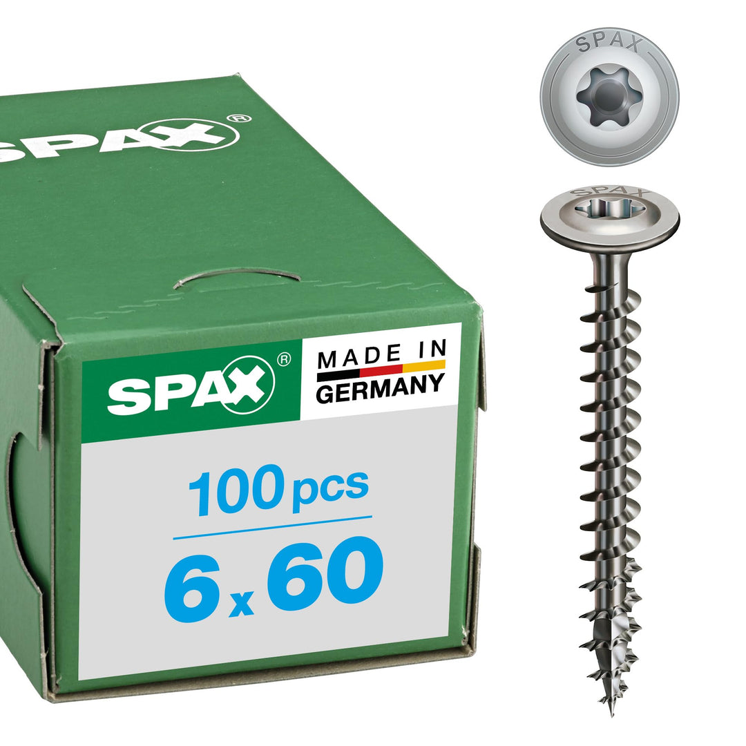 SPAX 257000600605 Holzbauschraube 6.0x 60 VG Torx 30 Bewertung Für den Holzbau, Tellerkopf, T-STAR p