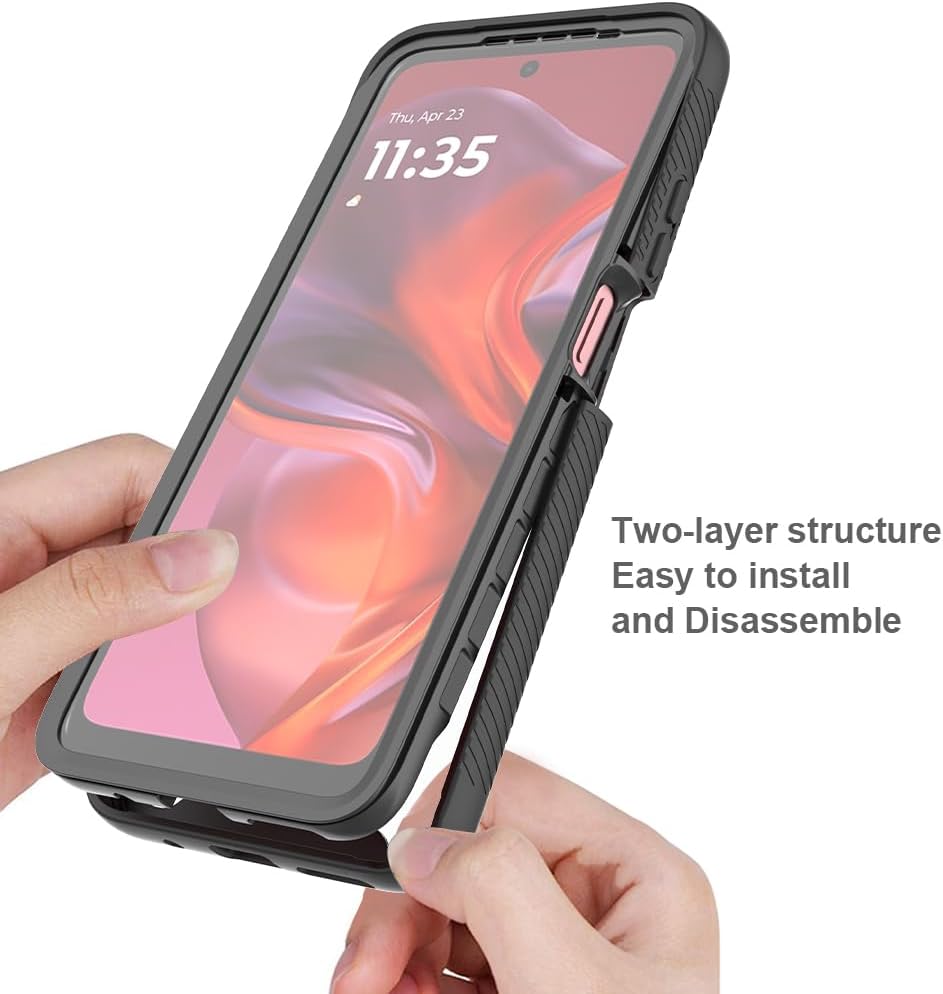 Kompatibel mit Motorola Moto E15/G25/G15/G05 Hülle, 360° Grad vollschutz Stossfest Handyhülle Transp