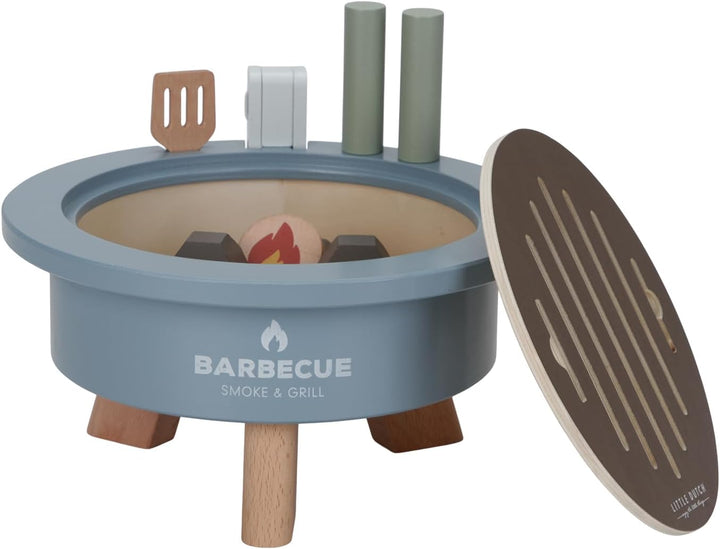Little Dutch 8021 FSC Holz Grill BBQ Set 34-teilig - blau