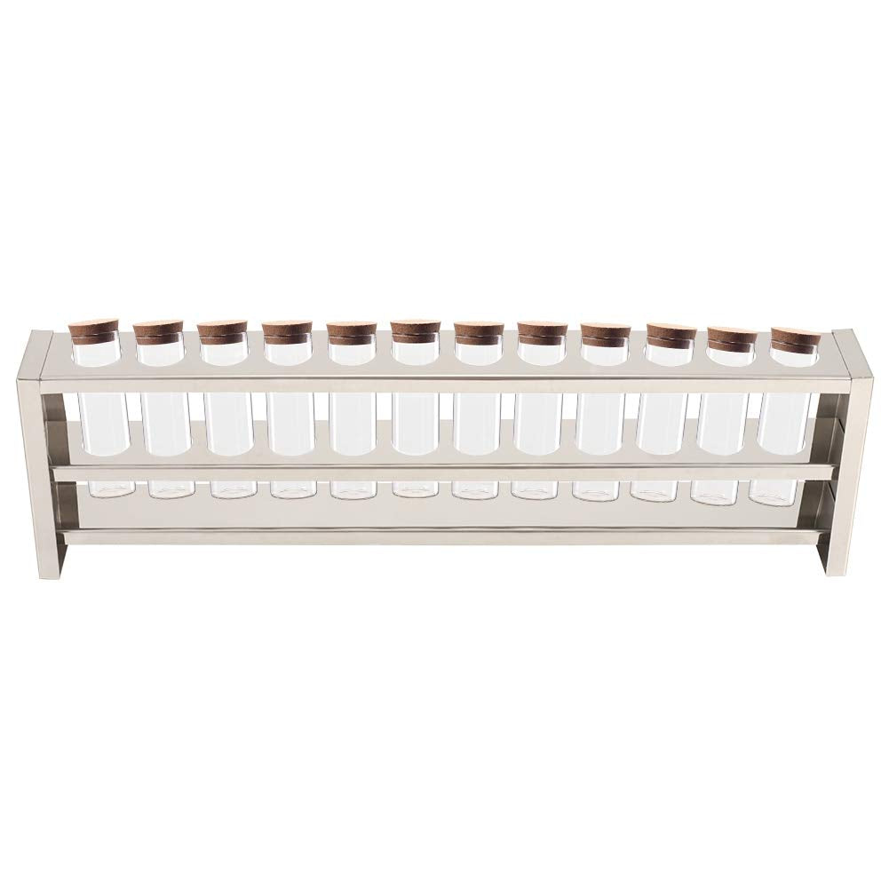 12 Löcher Reagenzglasständer Lochdurchmesser 2,3 cm, Edelstahl Farbmetrischer Röhrchenhalter Rack Ze