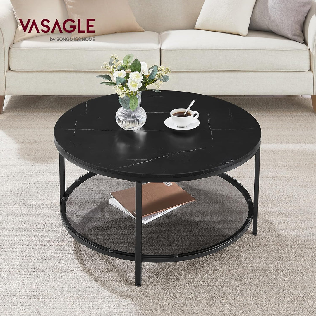 VASAGLE Couchtisch, Wohnzimmertisch, Sofatisch, für Wohnzimmer, mit Glasplatte, viel Stauraum, einfa