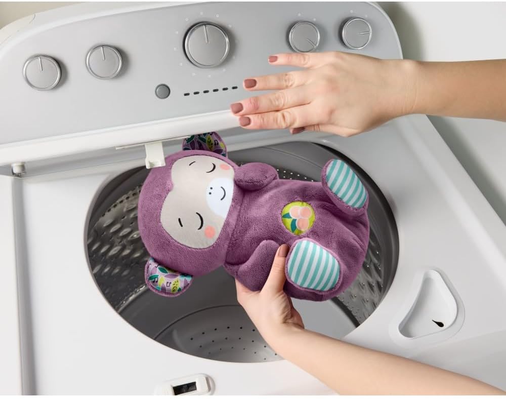 Fisher-Price Baby-Spielzeug Lila Schlummer-Affe, tragbare Plüsch-Spieluhr mit Atembewegungen und Lic