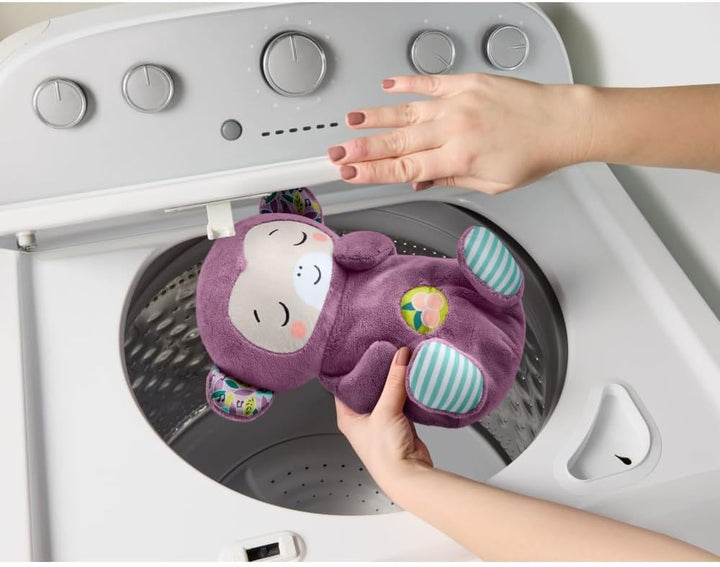 Fisher-Price Baby-Spielzeug Lila Schlummer-Affe, tragbare Plüsch-Spieluhr mit Atembewegungen und Lic