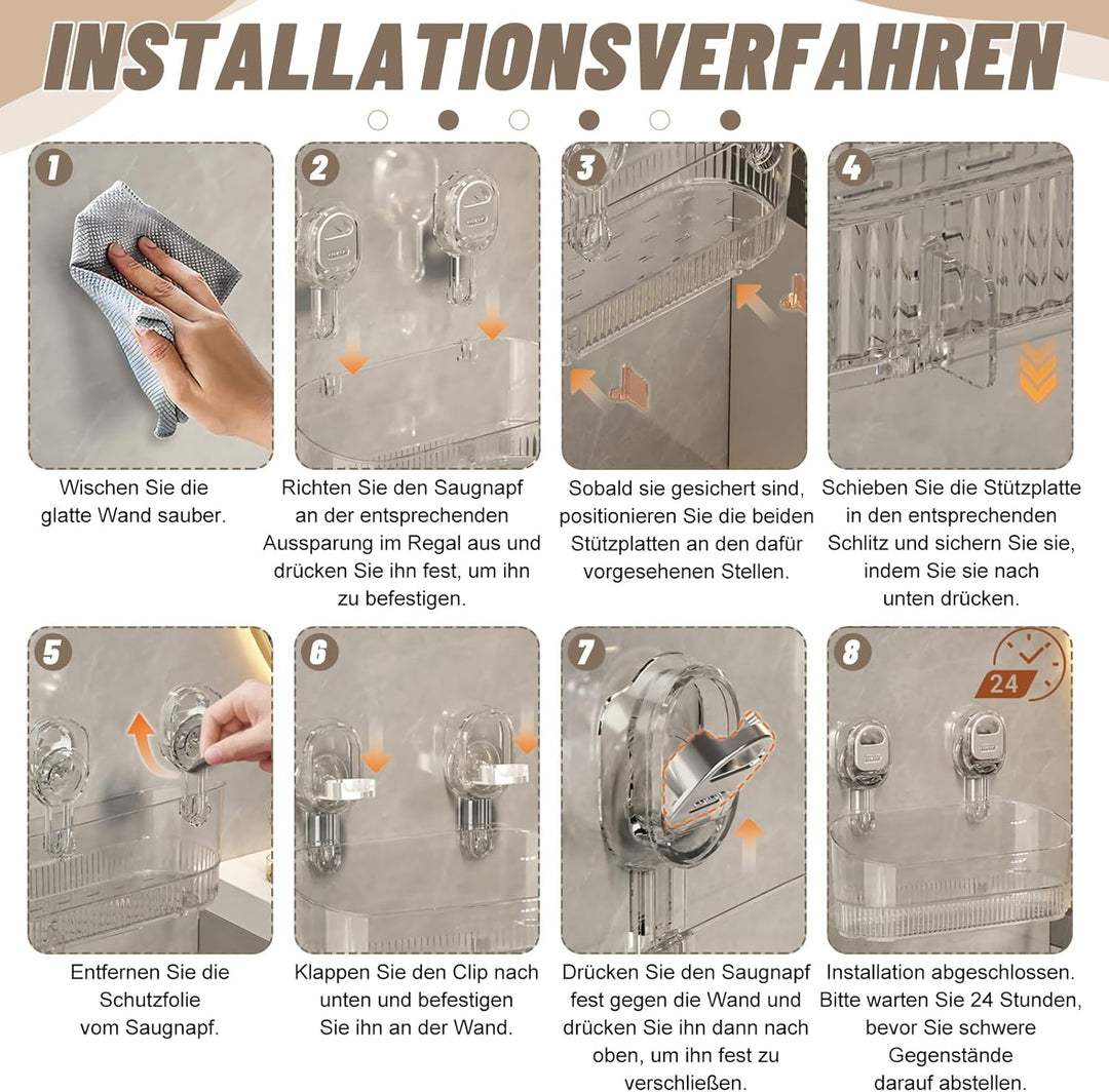 Duschablage Ohne Bohren, Bad Regal Hängend, Badezimmer Organizer, Wandregal, Aufbewahrungsregal, Dus