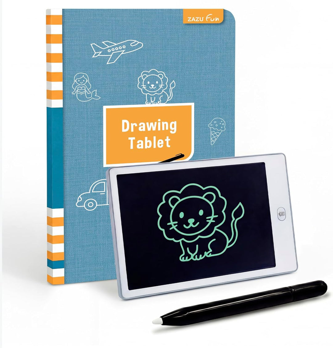 ZAZU Fun LCD Zeichentablet für Kinder – 8,5 Zoll Maltablet mit 40 Vorlagenkarten & Stift, Löschfunkt