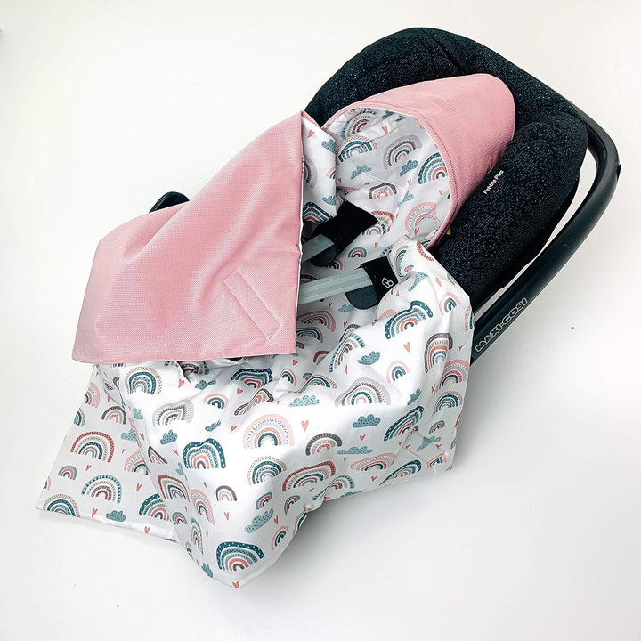 Einschlagdecke für Babyschale Autositz FRÜHLING Sommer, Universal, Velvet Baby Decke mit Klettversch