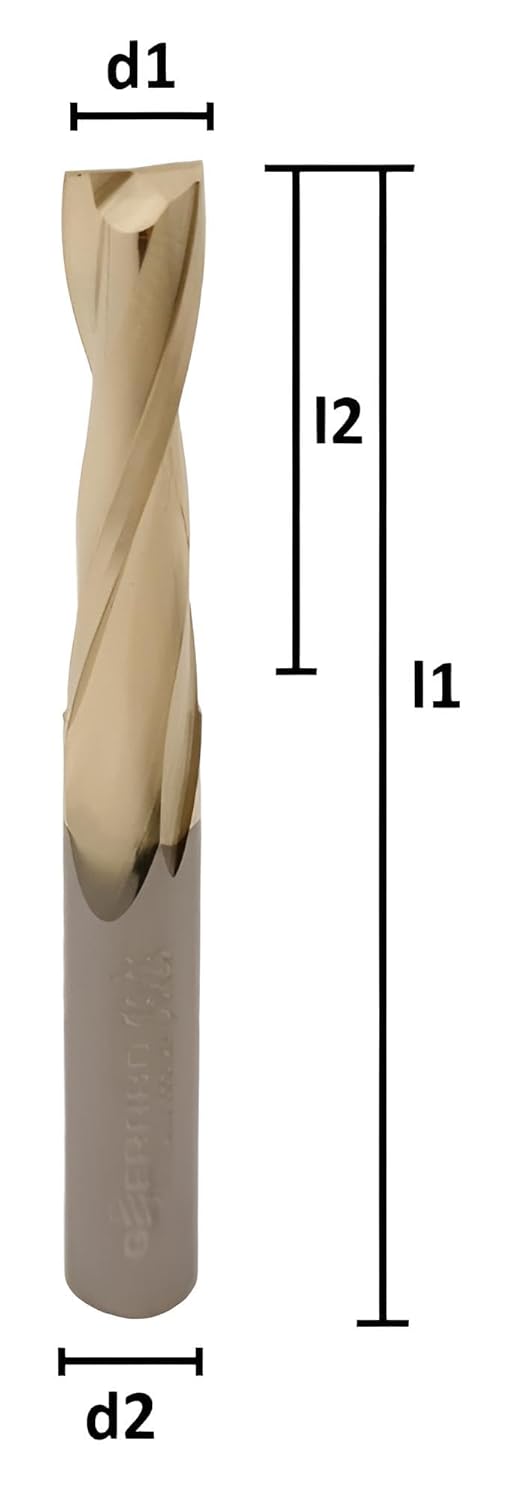 VHM Fräser, Spiralnutfräser, CNC-Fräser für Holz, MDF Z=2 Schaftfräser mit polierter Spannut (8,0 x