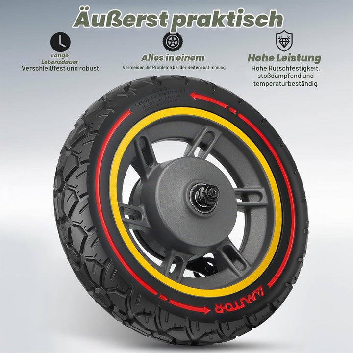 für Ninebot MAX G30 Vorderrad Komplettrad mit 60/70-6.5 Reifen Vollgummi, All-in-One 10x2.50-6.5 Vol