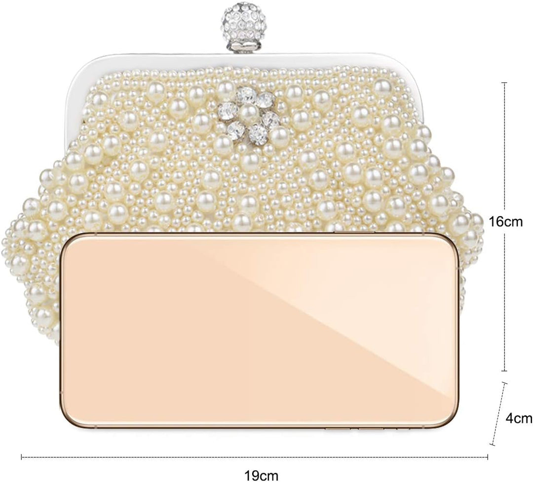 NICOLE&DORIS Imitat Perle der Frauen Bördelte Harte Fallkupplungstasche,Hochzeit Handtasche Abschlus