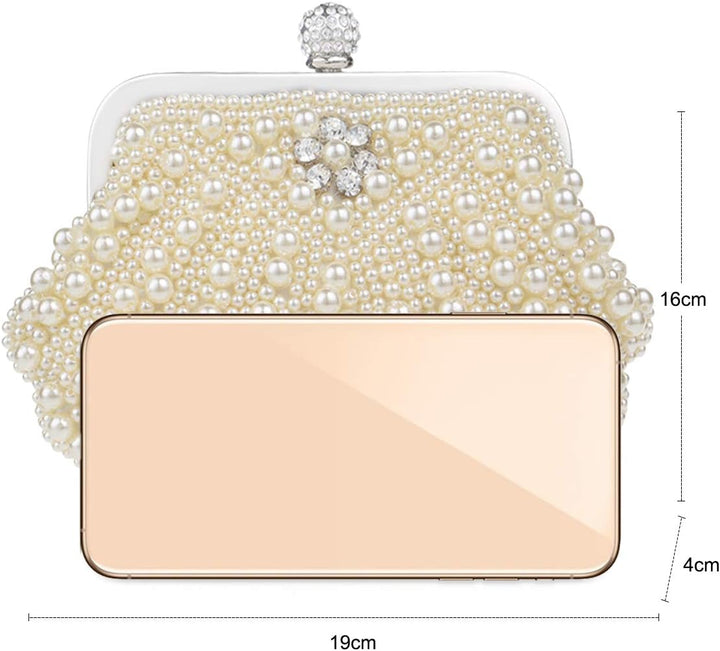 NICOLE&DORIS Imitat Perle der Frauen Bördelte Harte Fallkupplungstasche,Hochzeit Handtasche Abschlus