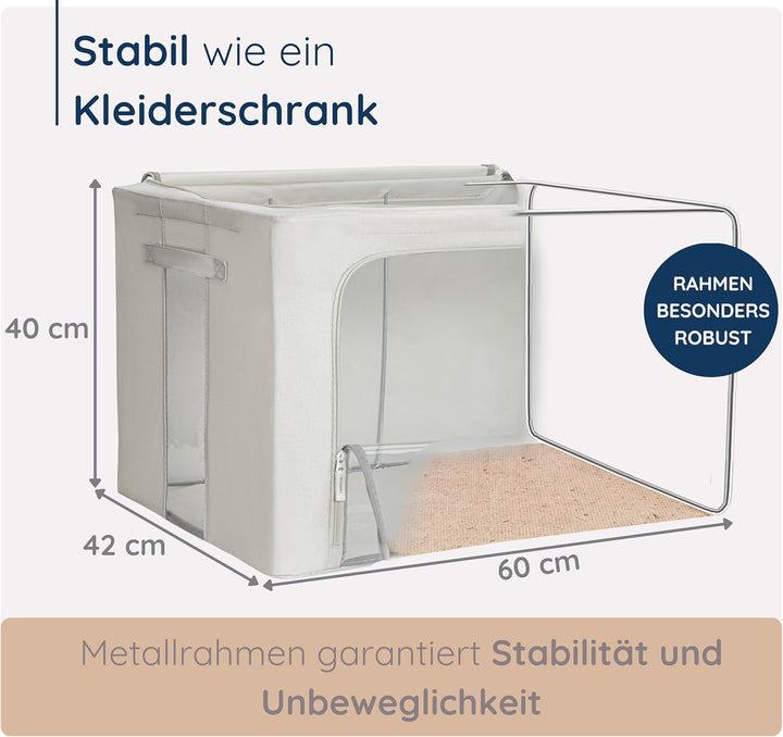 4CONVY feste faltbare Kleideraufbewahrung Box mit Reissverschlüss, Metallrahmen - [2024 VERBESSERTES