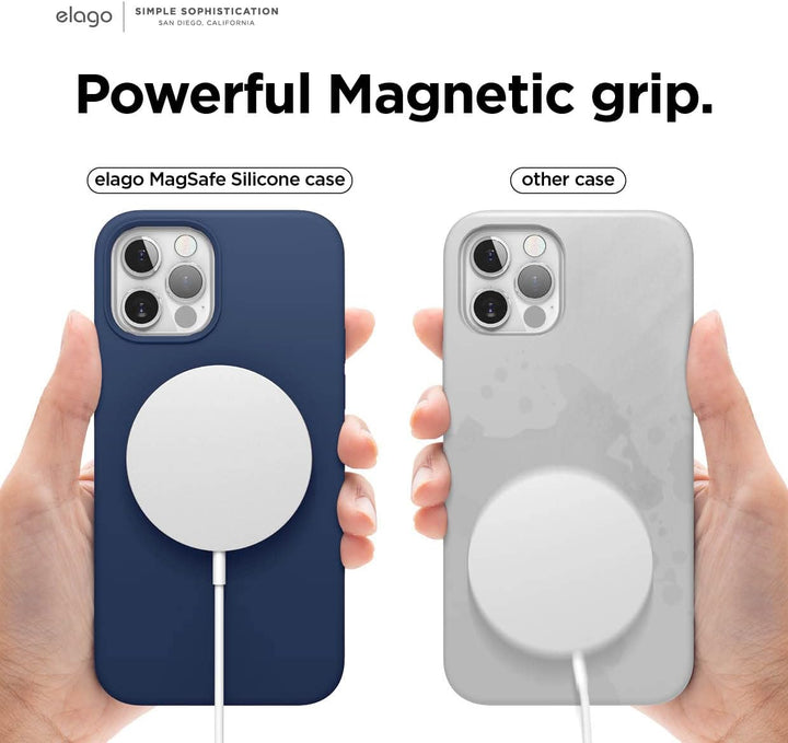 elago Magnetische Silikonhülle, kompatibel mit iPhone 12 und iPhone 12 Pro (6,1 Zoll), eingebaute Ma