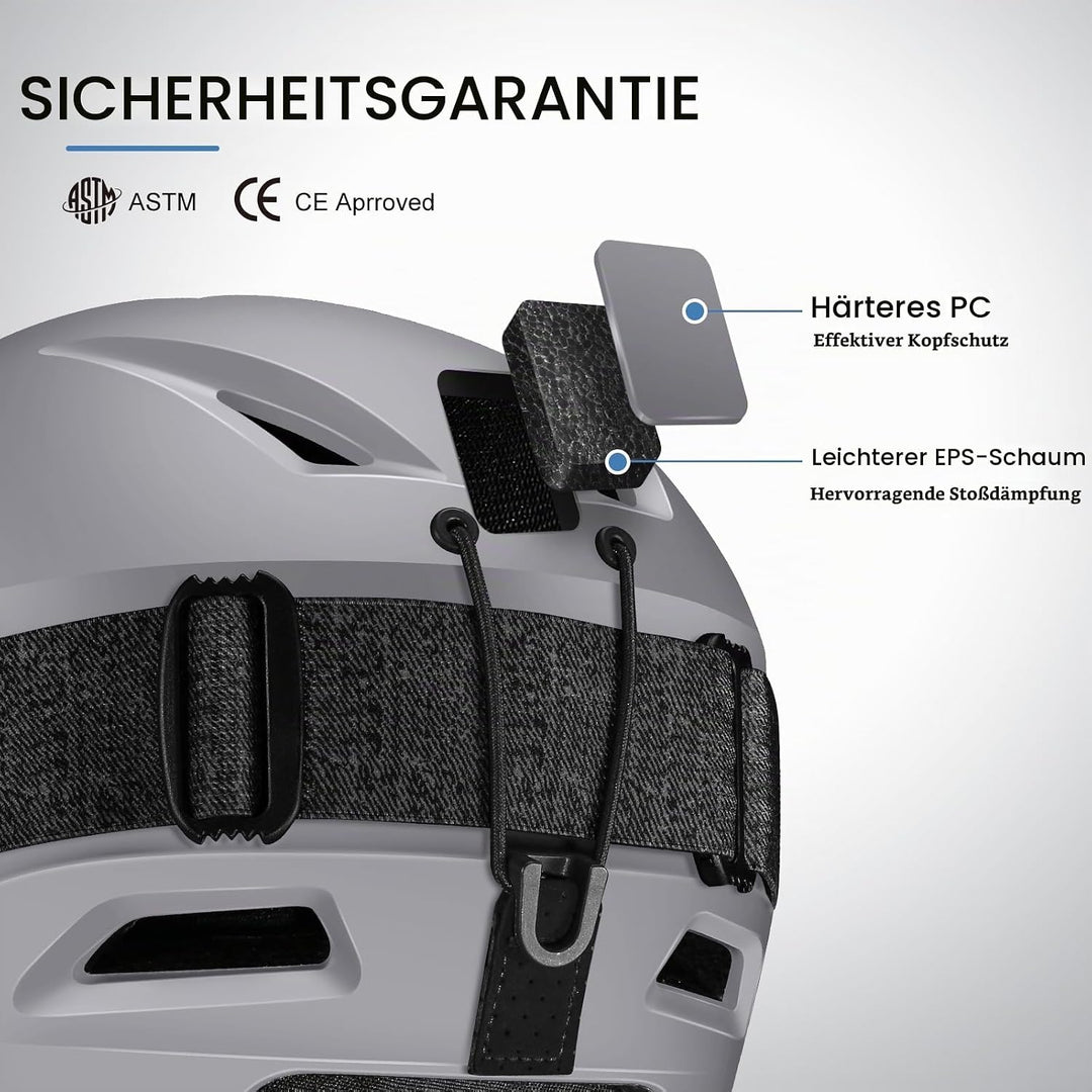 Odoland Skihelm mit Skibrille für Skifahren und Snowboard, Einstellbare Grössenverstellbar, mit Ohre