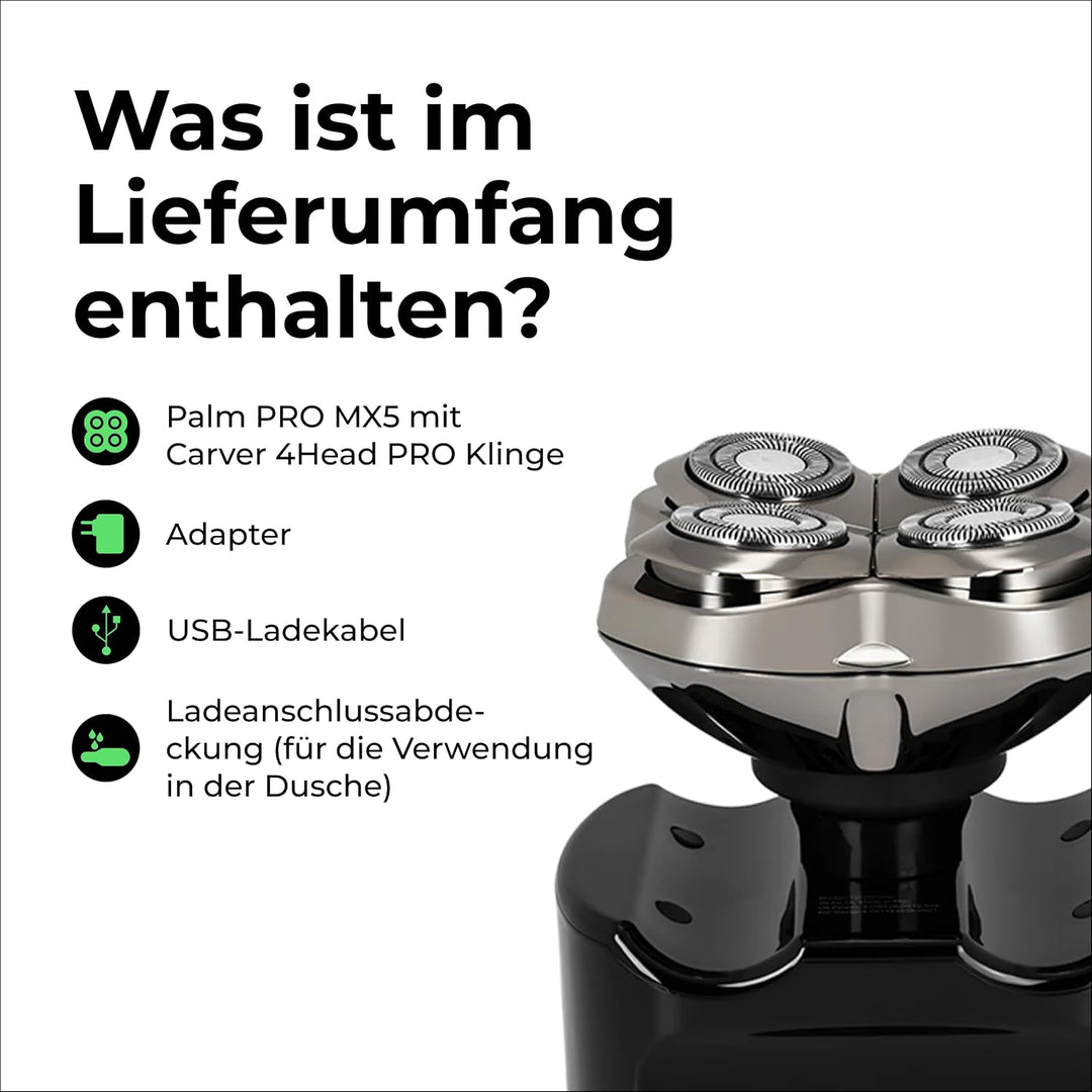 Skull Shaver Palm Pro MX5 Gesichts- & Kopfhaarrasierer - Kabellos, Wiederaufladbar, Nass & Trocken -