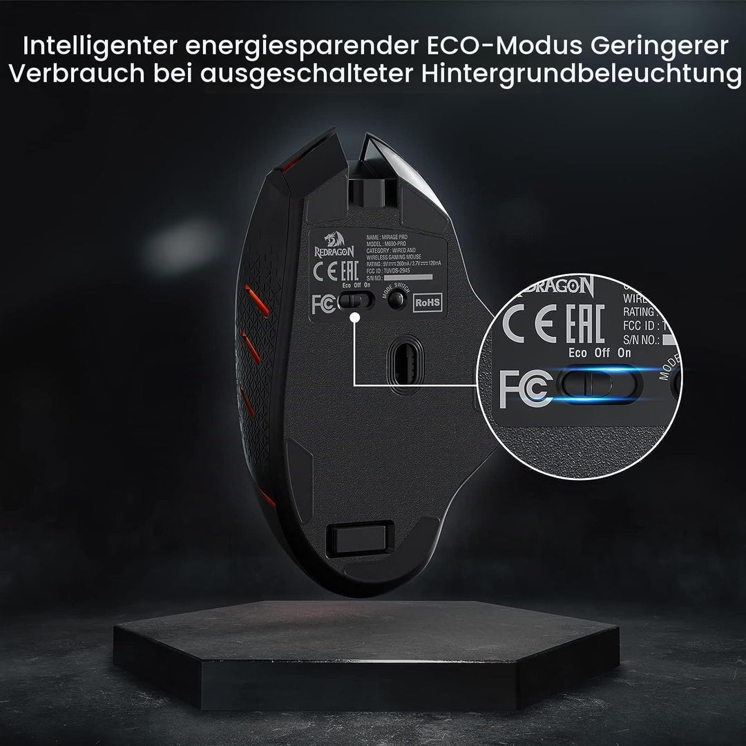 Redragon M690 PRO Kabellose Gaming-Maus, 8000 DPI kabelgebundene/kabellose Gaming-Maus mit Schnellfe