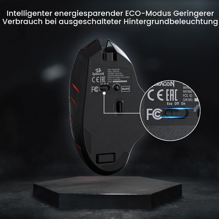 Redragon M690 PRO Kabellose Gaming-Maus, 8000 DPI kabelgebundene/kabellose Gaming-Maus mit Schnellfe